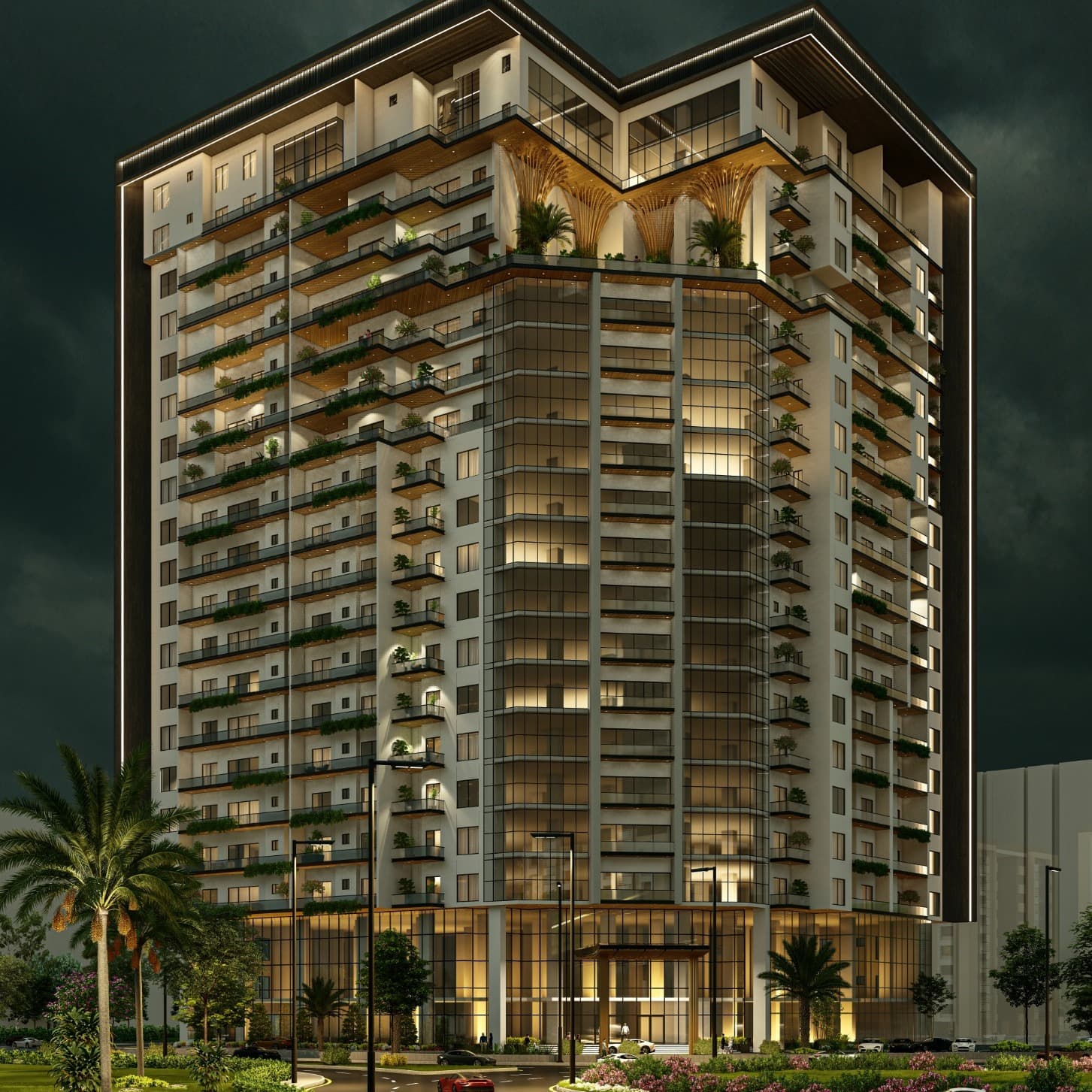 Heaven 20 Heights — exterior night view